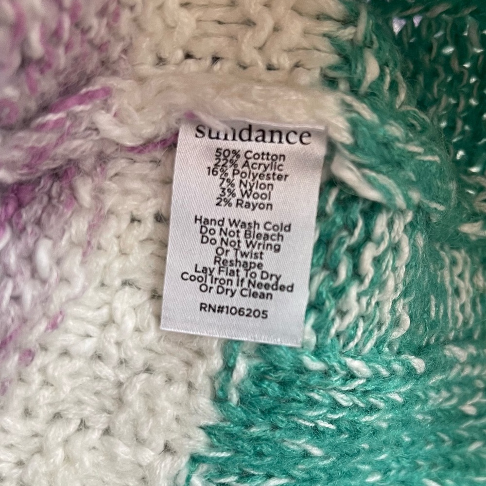 NWT Sundance Sweater Large Cotton wool Cream stripes Cable knit Catalog spring - Picture 8 of 12
